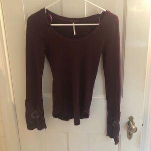 Free people thermal top with laced cuffs